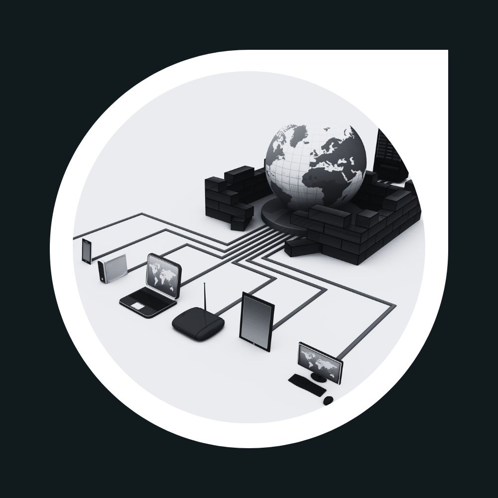 Presentamos una imagen conceptual redes de computo , que se pueden componer por dispositivos como computadoras , laptops , telefonos moviles , etc , todos ellos conectados entre si y al servicio de internet.